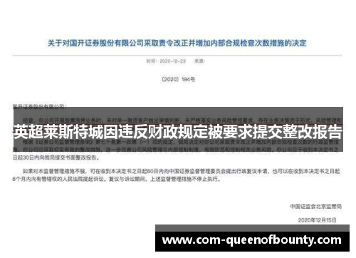 英超莱斯特城因违反财政规定被要求提交整改报告